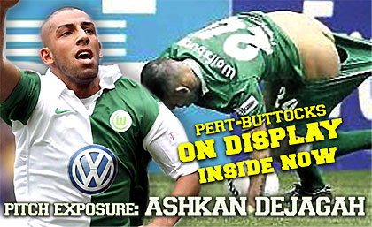 Ashkan Dejagah - exposed arse naked on the pitch hot footballer